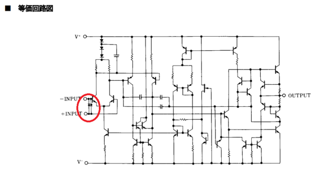 ne5532の改良品である、njm2114の入力端子にもダイオードが入っています。