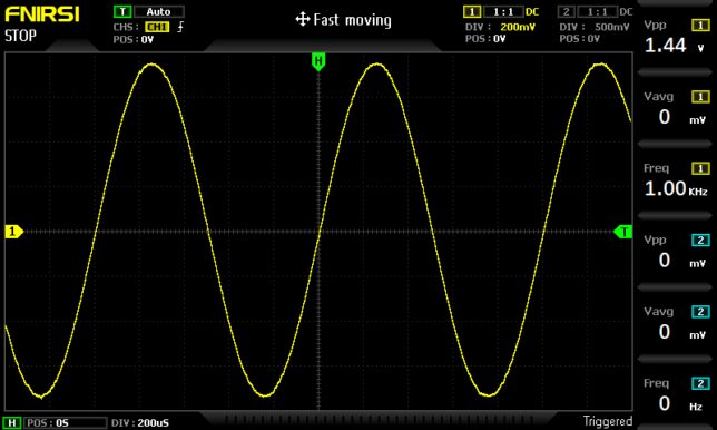 mp3デコーダー２の1kHz正弦波出力波形