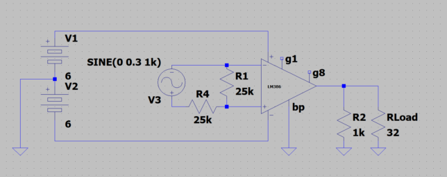 lm386両電源動作回路