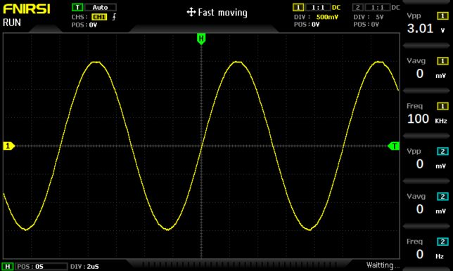 100kHz正弦波入力時の出力波形
