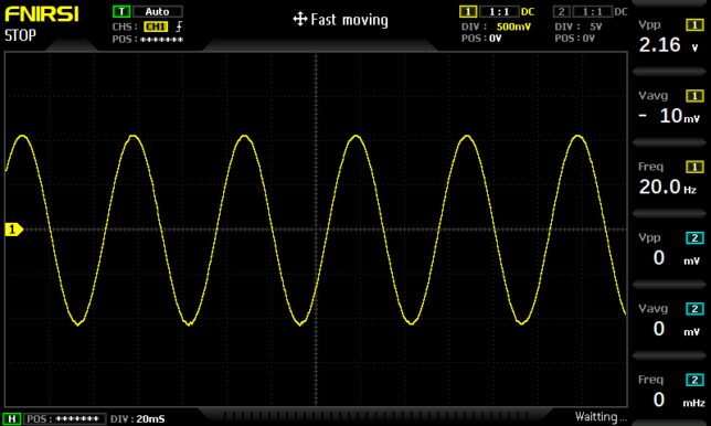 正弦波20Hz入力時の出力波形