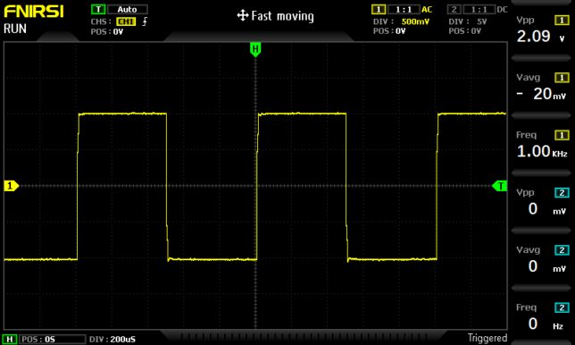 njm2073のノイズ対策結果確認。1kHz矩形波入力時の出力波形