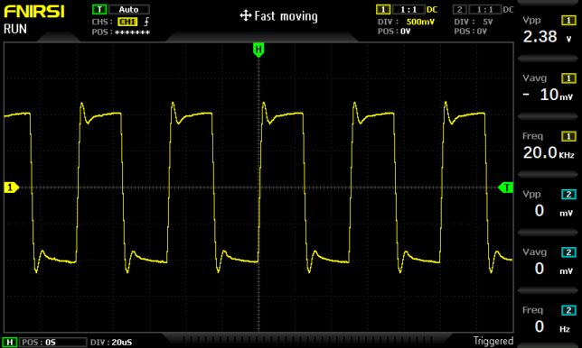 矩形波20kHz入力時の出力波形