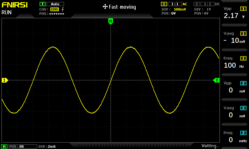 100Hz正弦波出力波形