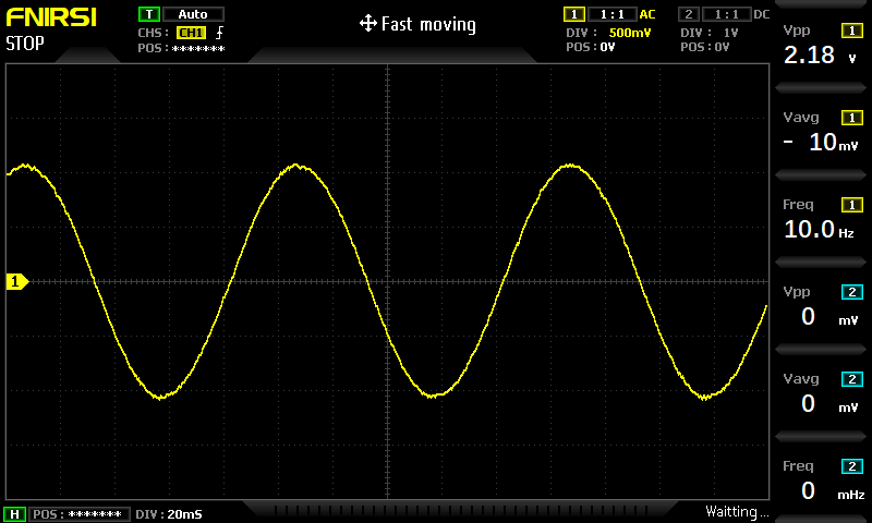 10Hz正弦波出力波形