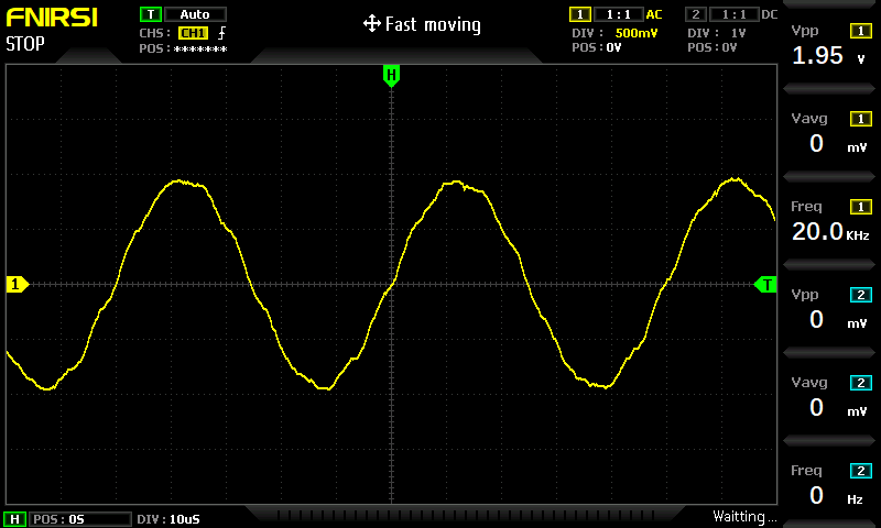 20kHz正弦波出力波形