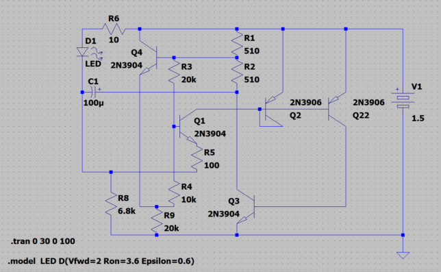 lm3909を参考に作成したLEDフラッシャー回路