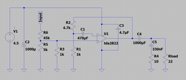 tda2822使用ヘッドホンアンプ