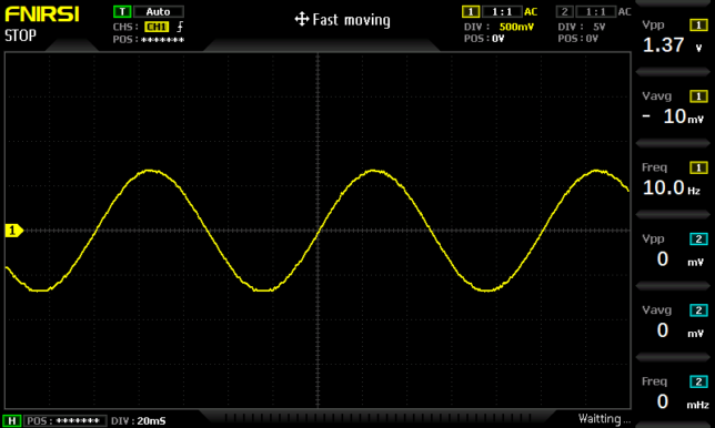 正弦波10Hz出力波形