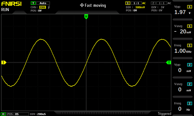 正弦波1kHz出力波形