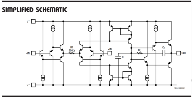 オペアンプ　LT1364の等価回路図