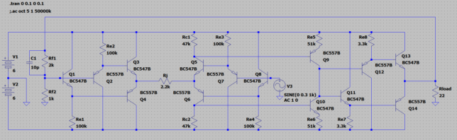 LTSpiceでオペアンプLT1364モドキを作ってみた